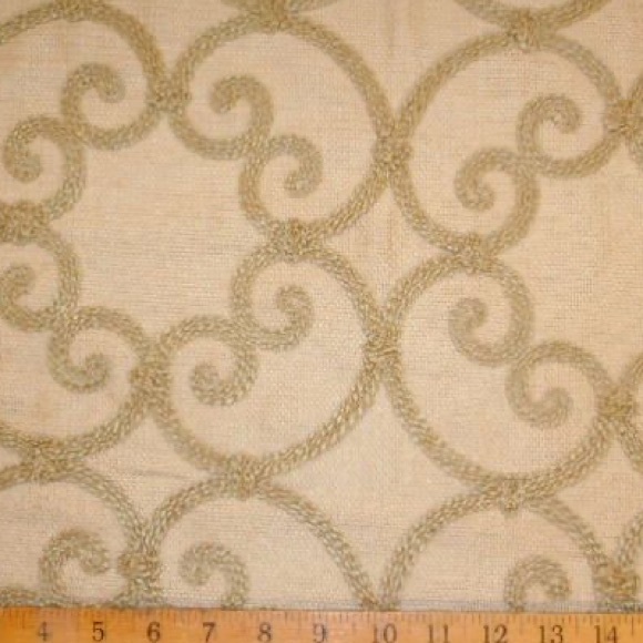 Embroidered Crewel Drapery Lieden Gold Fabric - Picture 4 of 4